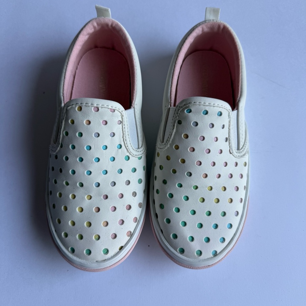 Toddler Girl White Old Navy Slip On Shoes Size 10, Great Condition Multi color